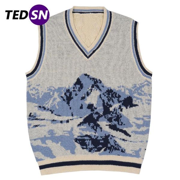men's vests tedsn mountain knitted sweater vest sleeveless men women tank 2021 winter pullover casual cashmere korean fashion clothes, Black;white
men's vests tedsn mountain knitted sweater vest sleeveless men women tank 2021 winter pullover casual cashmere korean fashion clothes, Black;white