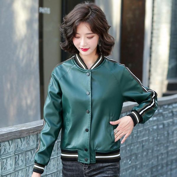 women's leather & faux fashion autumn women green jacket casual short coats ladies single-breasted streetwear biker, Black
women's leather & faux fashion autumn women green jacket casual short coats ladies single-breasted streetwear biker, Black