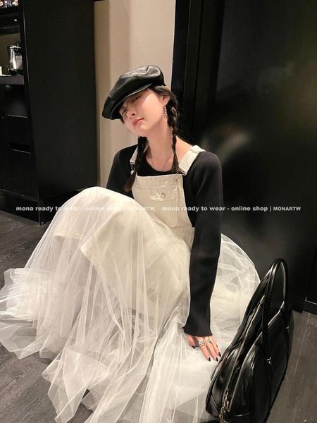 casual dresses mona black white denim suspender long mesh dress children autumn and winter small gentle 2021, Black;gray
casual dresses mona black white denim suspender long mesh dress children autumn and winter small gentle 2021, Black;gray