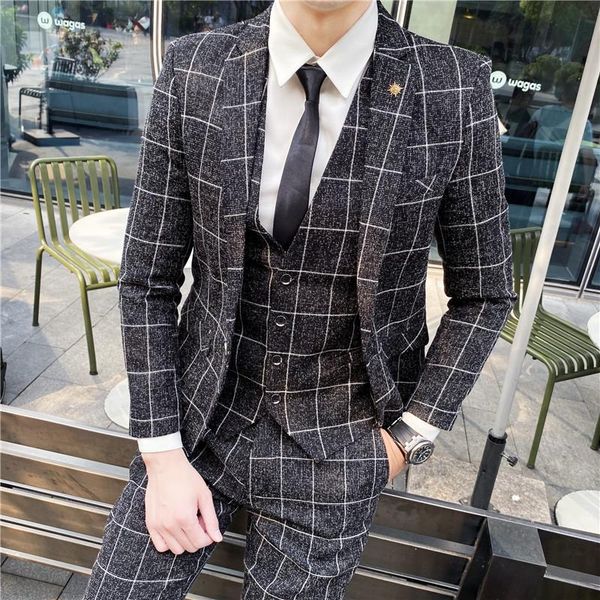 men's suits & blazers 3 pieces men suit spring autumn plaid slim fit business formal casual check office work party prom wedding groom, White;black
men's suits & blazers 3 pieces men suit spring autumn plaid slim fit business formal casual check office work party prom wedding groom, White;black