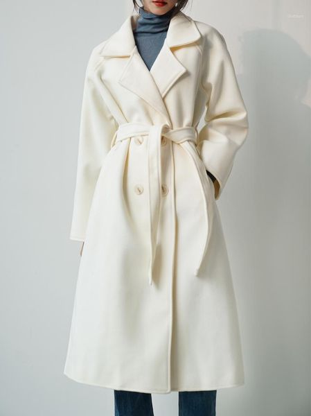 women's wool & blends white woolen coat mid-length winter adjustable waist thinner hepburn windbreaker temperament thick, Black
women's wool & blends white woolen coat mid-length winter adjustable waist thinner hepburn windbreaker temperament thick, Black
