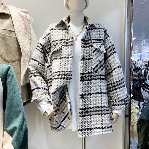 women's wool & blends plus size fashion trend wild collar plaid jacket female korean version loose 2021 autumn and winter cardigan, Black
women's wool & blends plus size fashion trend wild collar plaid jacket female korean version loose 2021 autumn and winter cardigan, Black