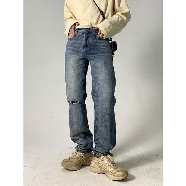 men's jeans knee ripped for men korean fashion clothing casual baggy straight man trousers designer hip hop blue denim
men's jeans knee ripped for men korean fashion clothing casual baggy straight man trousers designer hip hop blue denim