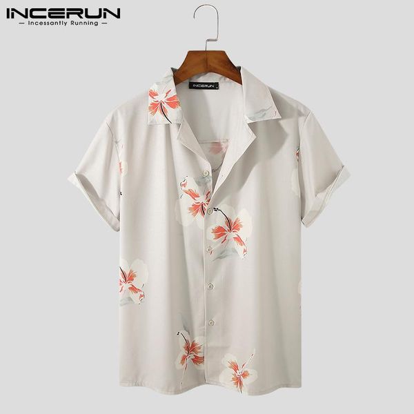 men's casual shirts summer men printed shirt lapel short sleeve breathable vacation hawaiian streetwear camisa masculina 2021 incerun, White;black
men's casual shirts summer men printed shirt lapel short sleeve breathable vacation hawaiian streetwear camisa masculina 2021 incerun, White;black