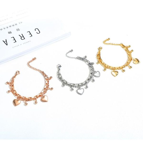 women bracelets multi layered silver rose gold color stainless steel female bangles with heart charm fashion jewelry, Golden;silver
women bracelets multi layered silver rose gold color stainless steel female bangles with heart charm fashion jewelry, Golden;silver