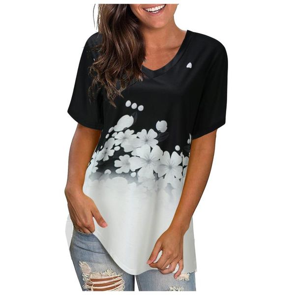 women's t-shirt summer casual tee short sleeve women t-shirts flower print streetwear female v-neck loose plus size pullover, White
women's t-shirt summer casual tee short sleeve women t-shirts flower print streetwear female v-neck loose plus size pullover, White