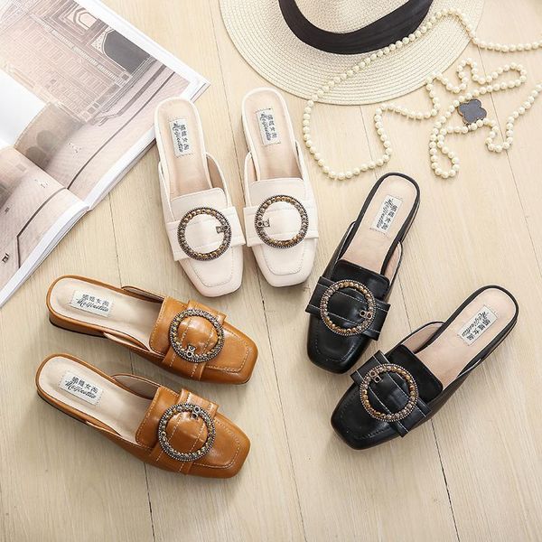 slippers mules belt metal buckle woman shoes summer thick heels casual solid slides loafers non-slip flip flops femme crystal, Black
slippers mules belt metal buckle woman shoes summer thick heels casual solid slides loafers non-slip flip flops femme crystal, Black