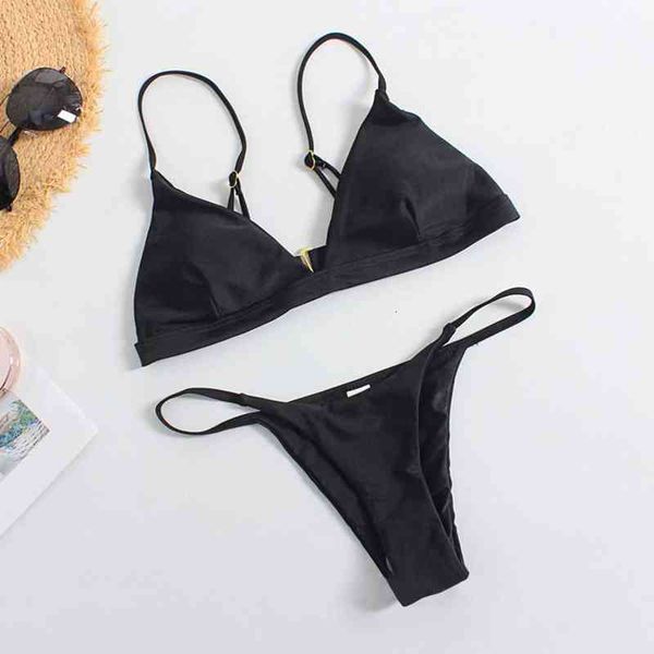 triangle black bikini two-piece set women brazilian swimsuit halter solid color two pieces bathing suit female beachwear, White;black
triangle black bikini two-piece set women brazilian swimsuit halter solid color two pieces bathing suit female beachwear, White;black
