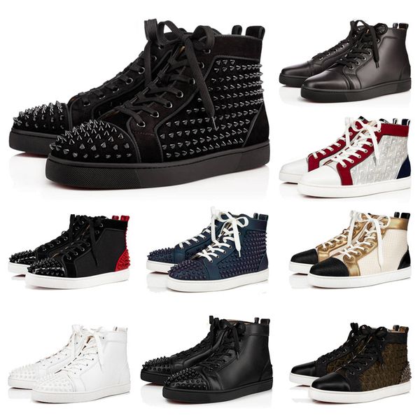 red bottom casual shoes men women couple rivet studs flat shoe designer stylist sneakers brand suede patent leather trainers, Black
red bottom casual shoes men women couple rivet studs flat shoe designer stylist sneakers brand suede patent leather trainers, Black