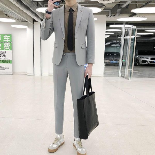 men's suits & blazers spring and summer blazer suit slim fit british business dress wedding two piece, White;black
men's suits & blazers spring and summer blazer suit slim fit british business dress wedding two piece, White;black