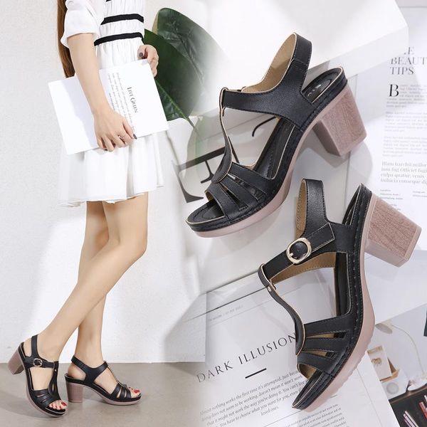 style sandals women's metal buckle thick high heel comfortable large size platform open toe shoes, Black
style sandals women's metal buckle thick high heel comfortable large size platform open toe shoes, Black