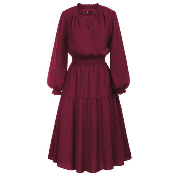 casual dresses women tiered a-line dress long sleeves v-neck elastic waist sleeve, Black;gray
casual dresses women tiered a-line dress long sleeves v-neck elastic waist sleeve, Black;gray