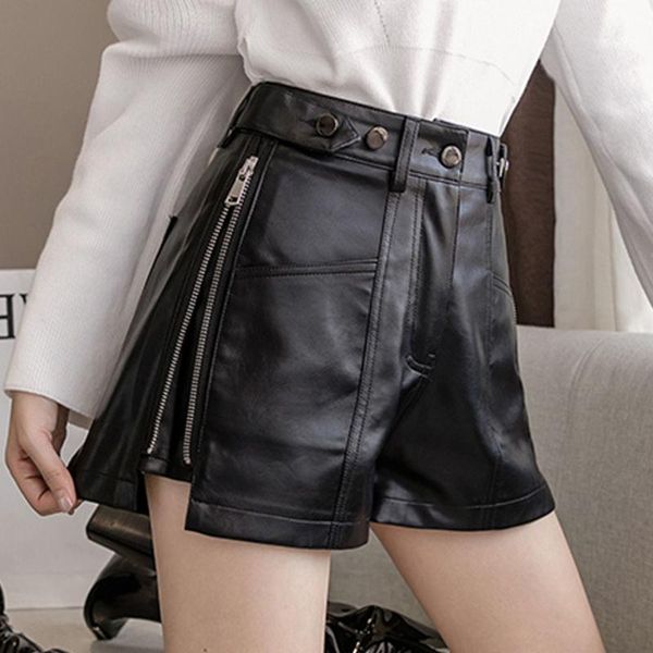 women's shorts autumn winter black pu leather with belted high waist ladies elegant short pants trousers female y78, White;black
women's shorts autumn winter black pu leather with belted high waist ladies elegant short pants trousers female y78, White;black