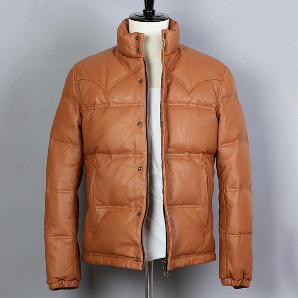 men's leather & faux genuine avirex jacket men sheepskin slim duck down thick winter male stand collar short real coat, Black
men's leather & faux genuine avirex jacket men sheepskin slim duck down thick winter male stand collar short real coat, Black