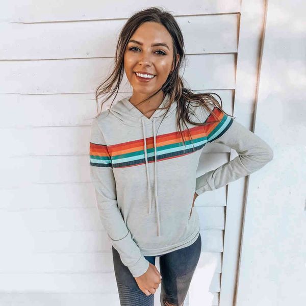 colorful striped long sleeve sweatshirt women for streetwear pullover grey pink hooded drawstring casual harajuku womens hoodies 210507, Black
colorful striped long sleeve sweatshirt women for streetwear pullover grey pink hooded drawstring casual harajuku womens hoodies 210507, Black