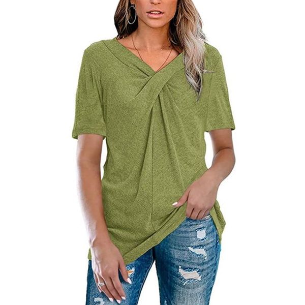 women's t-shirt women cross-knot casual ladies short sleeve v collar t shirts solid color loose tees, White
women's t-shirt women cross-knot casual ladies short sleeve v collar t shirts solid color loose tees, White