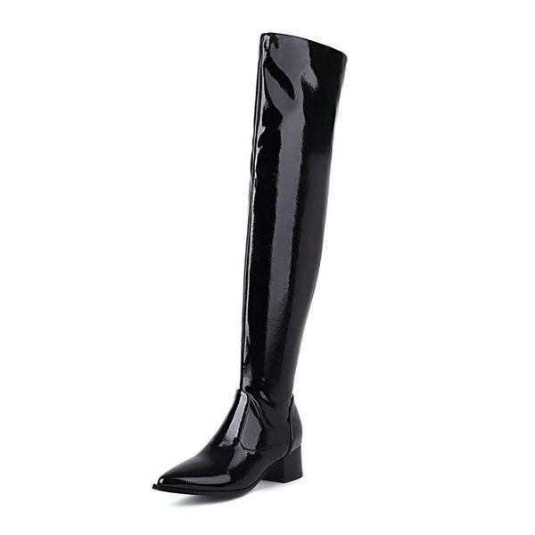 boots 2021 autumn and winter women's european american fashion pointed toe thick heel over the knee high-top, Black 
boots 2021 autumn and winter women's european american fashion pointed toe thick heel over the knee high-top, Black