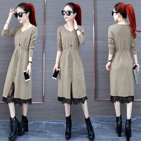 casual dresses women's v-neck lace lace-up dress 2021 autumn winter long thickened large size over the knee knitted sweater 607, Black;gray
casual dresses women's v-neck lace lace-up dress 2021 autumn winter long thickened large size over the knee knitted sweater 607, Black;gray