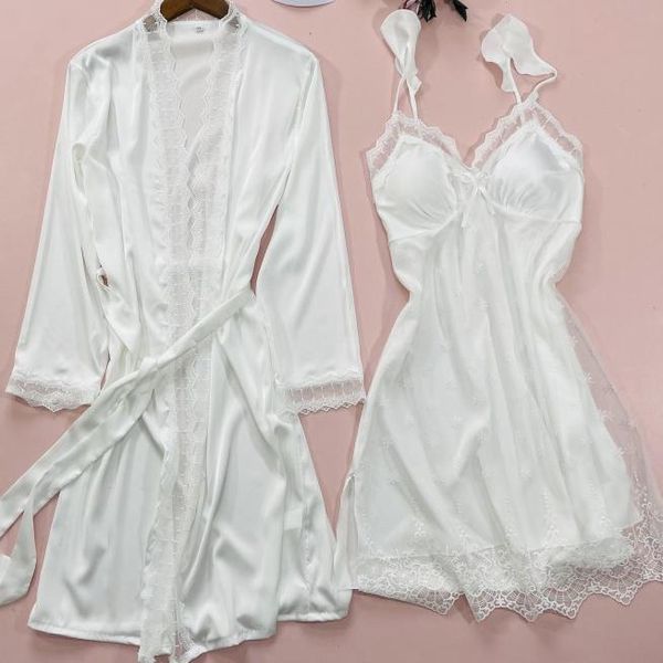 women's sleepwear women lace trim 2pcs kimono robe gown spring autumn suspender nightdress&bathrobe set loose intimate lingerie, Black;red
women's sleepwear women lace trim 2pcs kimono robe gown spring autumn suspender nightdress&bathrobe set loose intimate lingerie, Black;red