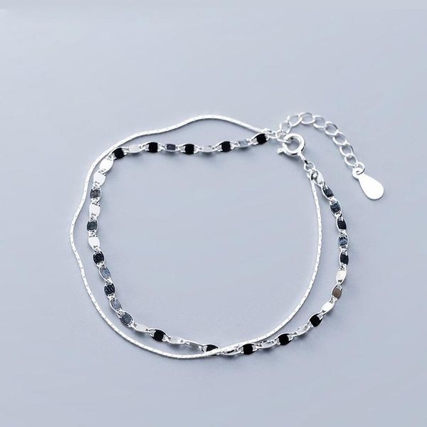 link, chain la maxza 925 sterling silver simple twisted double layer bracelets for women trend girls jewelry bracelet woman, Black
link, chain la maxza 925 sterling silver simple twisted double layer bracelets for women trend girls jewelry bracelet woman, Black