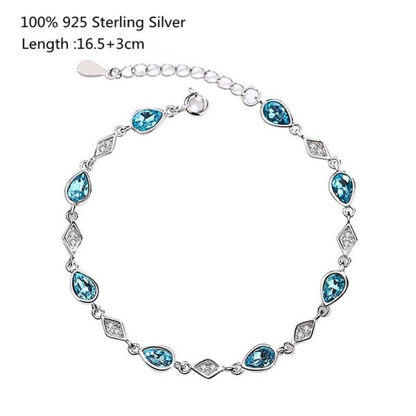 100% 925 sterling silver bracelet women sweet and simple blue crystal for fashion jewelry link, chain, Black
100% 925 sterling silver bracelet women sweet and simple blue crystal for fashion jewelry link, chain, Black