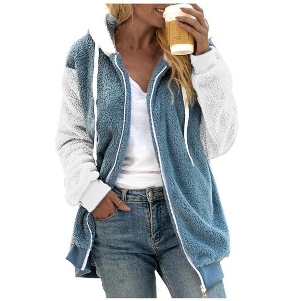 women's jackets women coat patchwork fluffy hooded color casual jacket long sleeve zipper female outwear hoodies coats, Black;brown
women's jackets women coat patchwork fluffy hooded color casual jacket long sleeve zipper female outwear hoodies coats, Black;brown