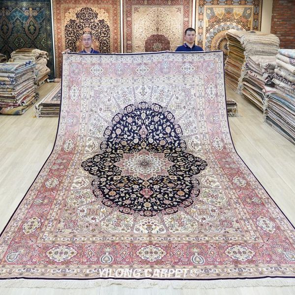 carpets 9'x12' oriental handknotted luxury silk rug black medallion persian carpet handmade (yjh276b)
carpets 9'x12' oriental handknotted luxury silk rug black medallion persian carpet handmade (yjh276b)