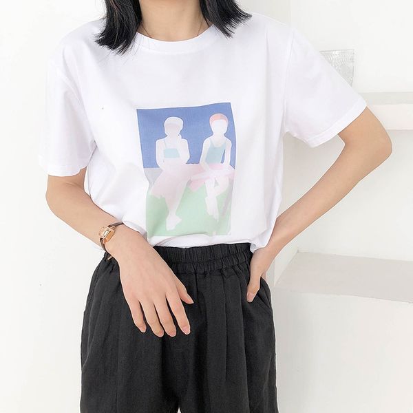 women's t-shirt portrait print t-shirts women soft cotton loose oversized short sleeve round neck summer woman j5d8, White
women's t-shirt portrait print t-shirts women soft cotton loose oversized short sleeve round neck summer woman j5d8, White
