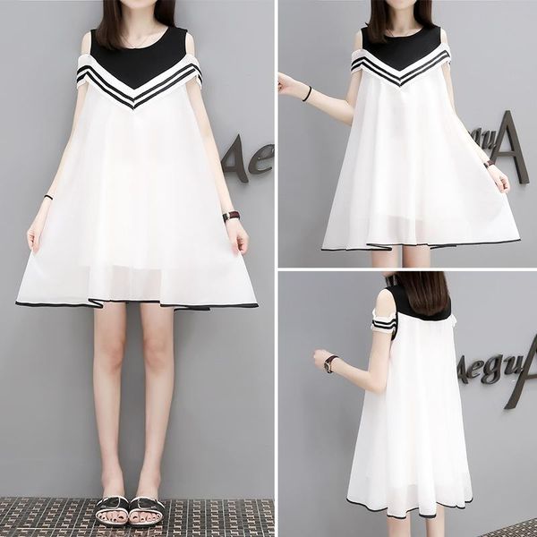 summer pregnant woman chiffon dress fake two spicy mom fashion korean version medium length loose and thin maternity dresses, White
summer pregnant woman chiffon dress fake two spicy mom fashion korean version medium length loose and thin maternity dresses, White