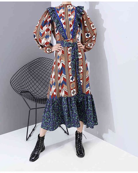 summer vintage printed fashion spring new style women full sleeve ruffles patchwork slim a-line dress vestidos, Black;gray
summer vintage printed fashion spring new style women full sleeve ruffles patchwork slim a-line dress vestidos, Black;gray