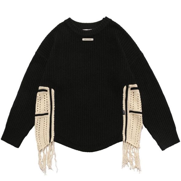 men's sweaters oversized couple knitwear male casual loose vintage hollow out pullover mens harajuku patchwork tassel winter, White;black
men's sweaters oversized couple knitwear male casual loose vintage hollow out pullover mens harajuku patchwork tassel winter, White;black