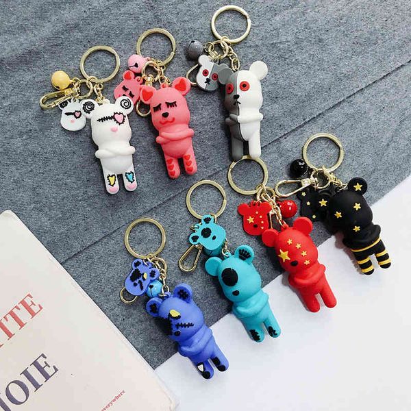 fine key chain japanese and korean cartoon bell violent bear doll couple car ornament valentine's day gift, Silver
fine key chain japanese and korean cartoon bell violent bear doll couple car ornament valentine's day gift, Silver