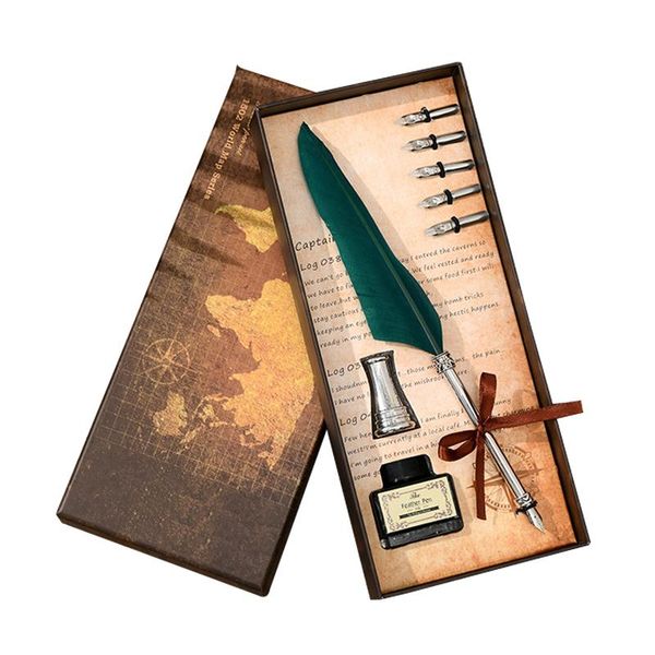 vintage feather pen gift box set dip ink writing student calligraphy stationery office supplies colorful quill fountain pens
vintage feather pen gift box set dip ink writing student calligraphy stationery office supplies colorful quill fountain pens