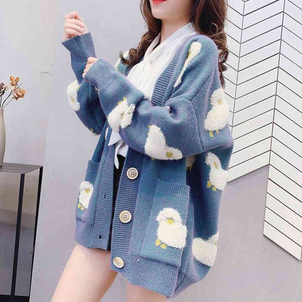 sweaters autumn knitted cardigans sweaters for women loose streetwear knit womens clothing cartoon print v neck oversized sweater, White;black
sweaters autumn knitted cardigans sweaters for women loose streetwear knit womens clothing cartoon print v neck oversized sweater, White;black