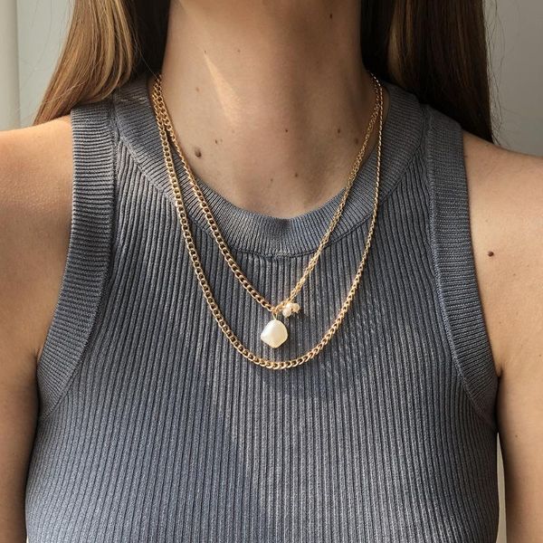 pendant necklaces boho fashion vintage punk gold thick chain artificial natural shape pearl necklace for women multilevel choker jewelry, Silver
pendant necklaces boho fashion vintage punk gold thick chain artificial natural shape pearl necklace for women multilevel choker jewelry, Silver