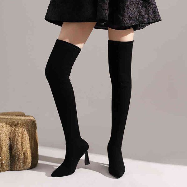 boots women elastic flock slim fit thighs high heels over the knee autumn winter modern long woman's shoes baa7, Black
boots women elastic flock slim fit thighs high heels over the knee autumn winter modern long woman's shoes baa7, Black