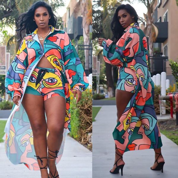 women's tracksuits multicolor print 2 piece set for women asymmetrical long sleeve trench coats cardigan bodycon shorts leggings party, Gray
women's tracksuits multicolor print 2 piece set for women asymmetrical long sleeve trench coats cardigan bodycon shorts leggings party, Gray