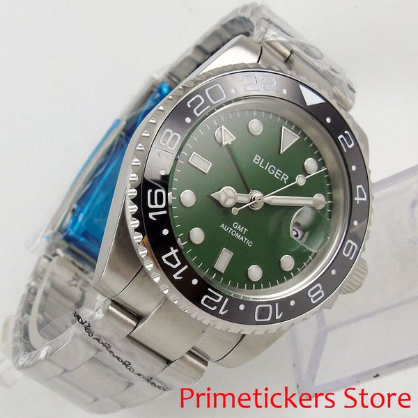 black ceramic bezel bliger 40 mm green dial gmt wizard light-emitting sapphire automatic clock, Slivery;brown
black ceramic bezel bliger 40 mm green dial gmt wizard light-emitting sapphire automatic clock, Slivery;brown