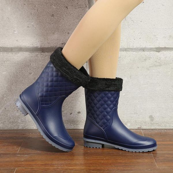 boots women rainboots waterproof non-slip wear-resistant water shoes mid-calf pvc rain cotton socks, Black
boots women rainboots waterproof non-slip wear-resistant water shoes mid-calf pvc rain cotton socks, Black