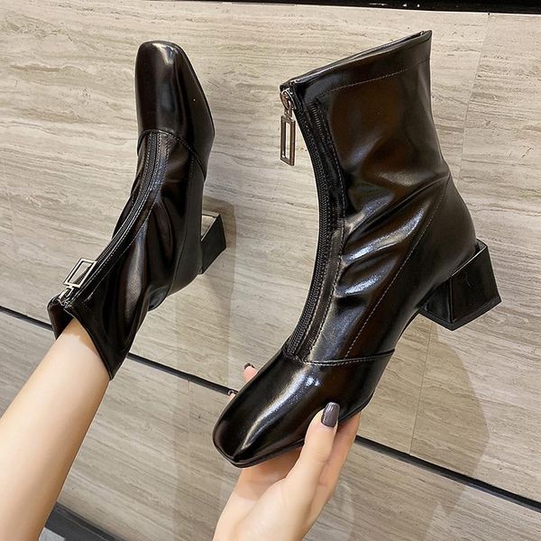 boots lucyever fashion front zipper square heels woman soft pu leather ankle solid color toe booties mujer, Black
boots lucyever fashion front zipper square heels woman soft pu leather ankle solid color toe booties mujer, Black