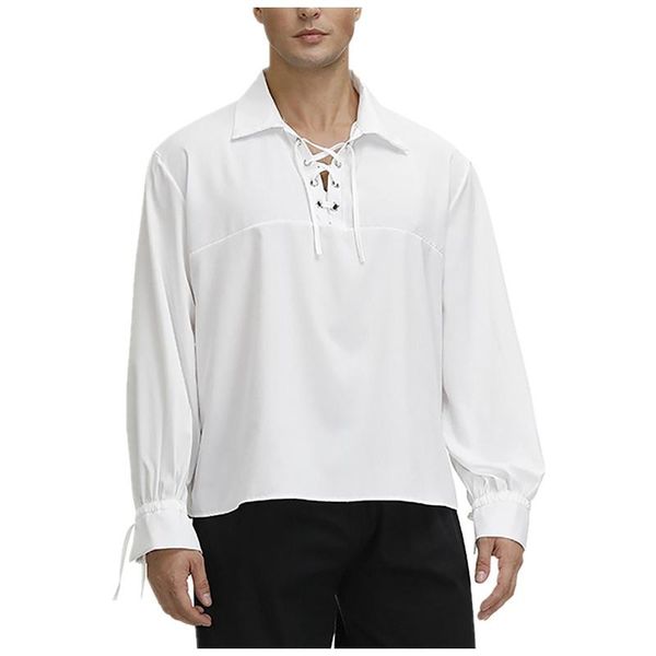 men's casual shirts men gothic shirt lantern sleeve solid turn down collar clothing autumn streetwear fashion halloween, White;black
men's casual shirts men gothic shirt lantern sleeve solid turn down collar clothing autumn streetwear fashion halloween, White;black