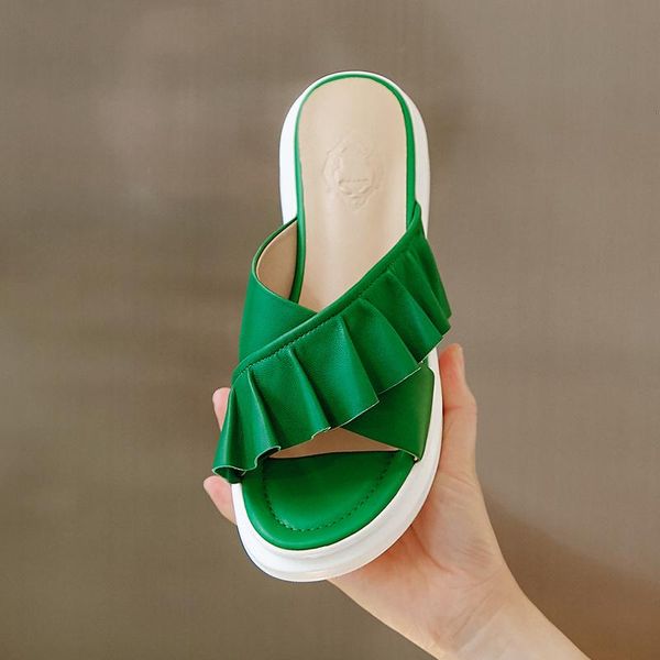 slippers fashion women handmade suede leather platform comfortable casual shoes lady, Black 
slippers fashion women handmade suede leather platform comfortable casual shoes lady, Black