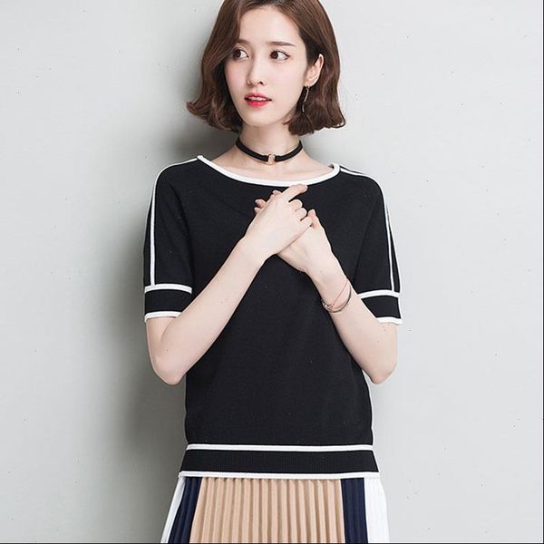 summer women pullover sweater white short sleeve casual arrival korea lady pull femme hiver black knitwear, White;black
summer women pullover sweater white short sleeve casual arrival korea lady pull femme hiver black knitwear, White;black