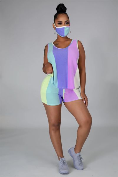 womens color stripes tracksuits fashion trend bandage sleeveless shorts sports 2pcs sets summer designer female with mask round neck suits, Gray
womens color stripes tracksuits fashion trend bandage sleeveless shorts sports 2pcs sets summer designer female with mask round neck suits, Gray
