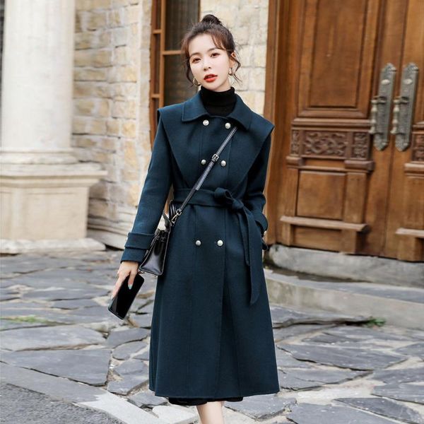 women's wool & blends women 2021 fashion coat with belt female winter loose woolen jacket vintage long sleeve outerwear chic overcoat l, Black
women's wool & blends women 2021 fashion coat with belt female winter loose woolen jacket vintage long sleeve outerwear chic overcoat l, Black
