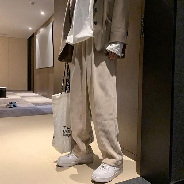 men's pants legible 2021 autumn winter men solid corduroy wide leg pant male full length elastic waist loose thicken trousers, Black
men's pants legible 2021 autumn winter men solid corduroy wide leg pant male full length elastic waist loose thicken trousers, Black
