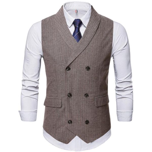 men's vests autumn suit waistcoat men casual classic stripe double breasted vest business wedding banquet formal, Black;white
men's vests autumn suit waistcoat men casual classic stripe double breasted vest business wedding banquet formal, Black;white