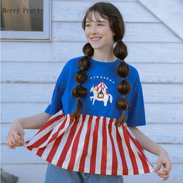 women's t-shirt women blue cartoon print cotton t shirts striped patchwork funny shirt 2021 summer short sleeve o-neck basic tees, White
women's t-shirt women blue cartoon print cotton t shirts striped patchwork funny shirt 2021 summer short sleeve o-neck basic tees, White