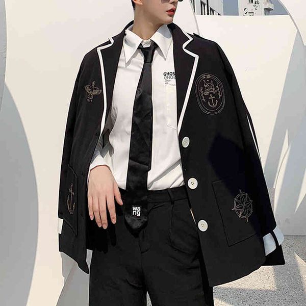 men's suits & blazers casual single button jacket, retro street clothes, loose hip-hop outdoor clothes., White;black
men's suits & blazers casual single button jacket, retro street clothes, loose hip-hop outdoor clothes., White;black