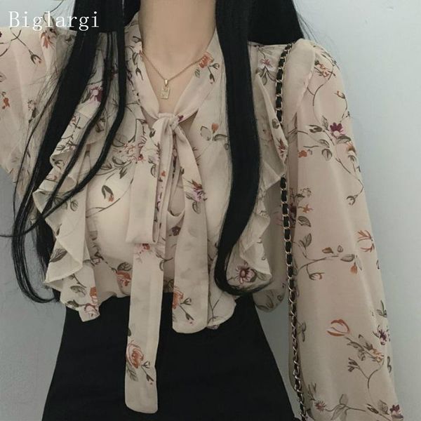 women's blouses & shirts floral print boho shirt women korean elegantes ruffle chiffon blouse ladies long sleeve woman 2021 chemisier, White
women's blouses & shirts floral print boho shirt women korean elegantes ruffle chiffon blouse ladies long sleeve woman 2021 chemisier, White